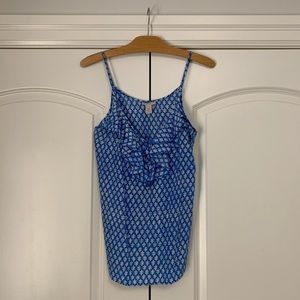 ❤️J Crew Ruffle Silk Cami Blue White 6